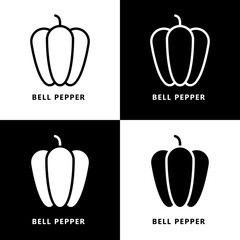 Sticker - Bell Pepper Icon Logo. Vegetable Organic Pepper Symbol Illustration