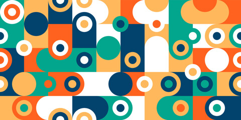 Poster - Abstract background of circles and rings. Colored seamless pattern abstraction. Decor, interior, seamless packaging, stylish abstraction.