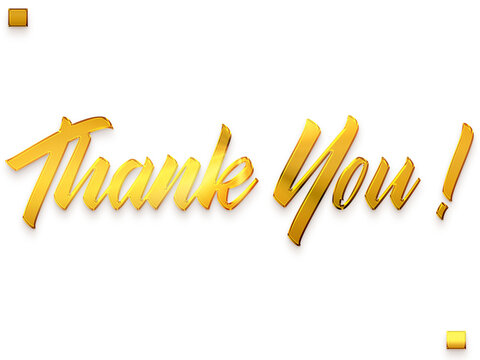 Thank You ! Transparent PNG Gold Bold Calligraphy Text 