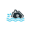 Flood disaster damage symbol logo illustration