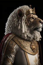 Lion The King Of Woods English Royal Portrait 