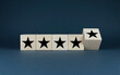 Customer feedback satisfaction score, five-star rating experience on cubes