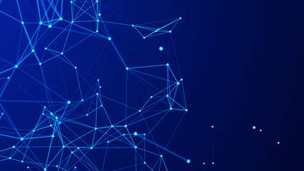 Wall Mural - Distribution of data. Network visualization, internet communication. Technological background. 3D rendering.