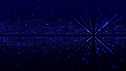 Poster - Digital technology background. Big Data visualization. Dynamic field of glowing particles. Abstract background. 3d rendering. 4k animation.