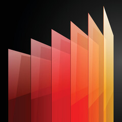 Poster - 3d perspective yellow, orange and red abstract shiny rectangles on black background