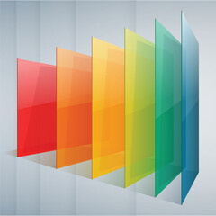 Aufkleber - 3d perspective rainbow shiny abstract rectangle layers on grey stripes background