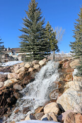 Poster - Waterfall in Wolf Creek Village, Utah, in winter	