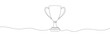 winner trophy one line drawing isolated on white background. Vector illustration