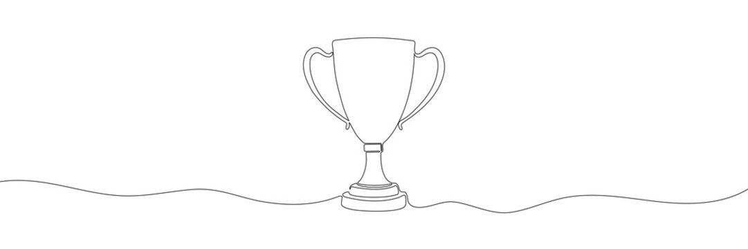 winner trophy one line drawing isolated on white background. Vector illustration