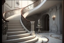 Staircase Compositions With A Stylish Appearance, Steps To The Upper Floor, Interior Marble Material