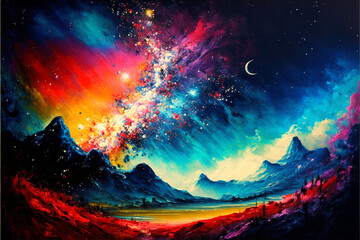 Wall Mural - abstract night in the mountains