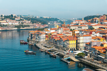 Wall Mural - Porto old town skyline from across the Douro River. Porto. Portugal. 