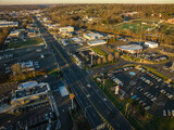 Fototapeta Miasto - Aerial Drone sunrise in Langorne PA