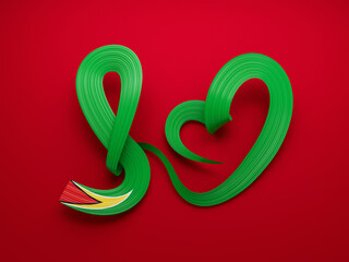 Canvas Print - Guyana flag, making heart shape 3d illustration