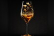 a wine glass with hearts on it on a table with a black background and a black background with a black background.