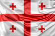 Ruffled Flag of Georgia (Sakartvelo). 3D Rendering