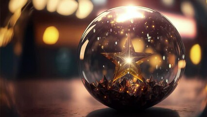 Wall Mural - Glass sphere with golden star in side and glitter
