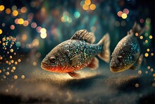 Fish In An Aquarium And Some Glitter.