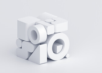 Fototapete - Abstract 3d render, white geometric background design