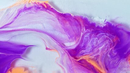 Wall Mural - Fluid art drawing footage, abstract acrylic texture with flowing effect. Liquid paint mixing backdrop with splash and swirl. Artistic background motion with overflowing light colors.