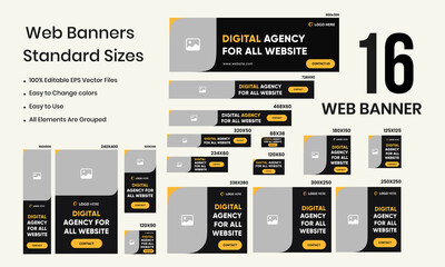 Wall Mural - Digital agency multipurpose web set banner design for social media posts, ads, and minimal website banner templates