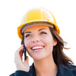 © Andy Dean - Transparent PNG Young Female Contractor Wearing Hard Hat Using Phone.