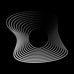 Wall Mural - White concentric lines in circle form. Vector illustration. Minimal art. Design element for technology logo, sign, symbol, tattoo, web pages, prints, posters, template, pattern and abstract background