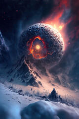Wall Mural - erupting volcano on mountain
