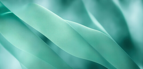 Poster - luxurious beauty of flowing teal-colored silk. featuring mesmerizing fractal waves and soft transluc