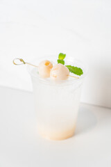 Canvas Print - lychee with soda in glass