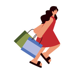 Wall Mural - woman with shopping bags