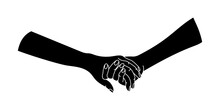 Couple Holding Hands Silhouette. Vector Illustration