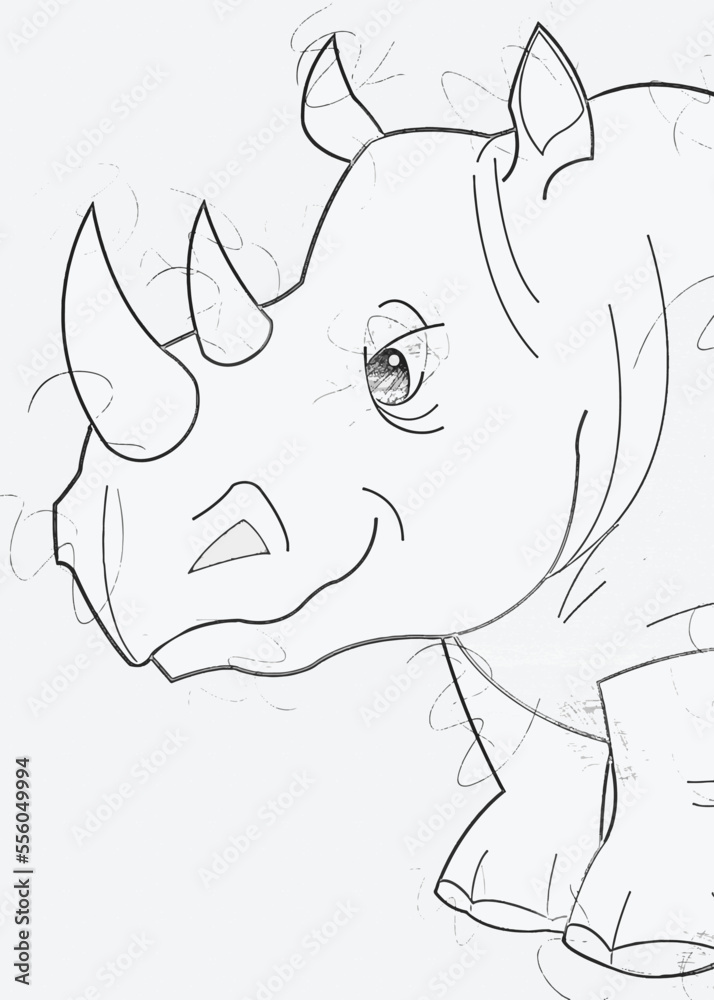 Rhino one line drawing. Abstract minimal line art. Editable line ...