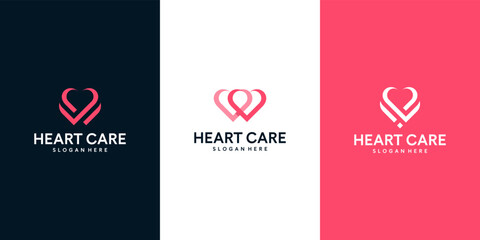 Set of heart shape abstract logo design template graphic design illustration. icon, symbol, creative.