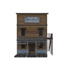 Western Houses Ensemble House Number 2. 3d Rendering-Illustration for Building Scene as Ovrlay, Clipart, Object. Photorealistic and high resolution 6000 x 6000px, 300dpi, PNG.