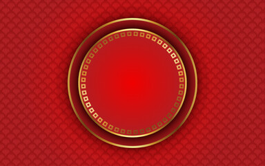 red pattern chinese with circle frame background