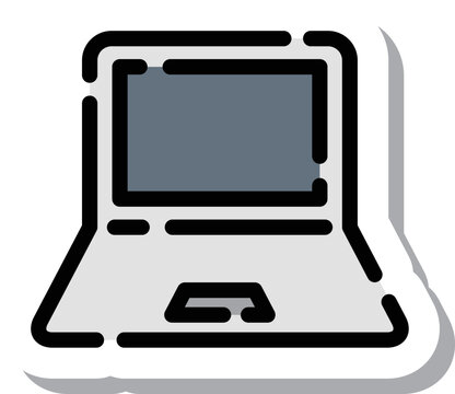 ステッカー風点線アイコン　ノートパソコン