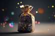 close-up of a New Year's Eve party favour or goodie bag filled with confetti or other fun items (AI Generated)