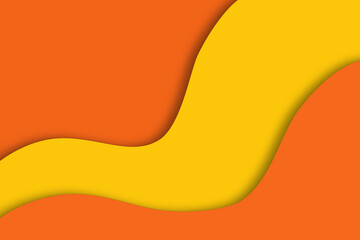 3d orange and yellow wavy paper cut background with empty space