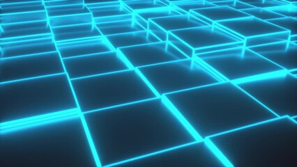 Poster - Neon cubes. Computer generated 3d render