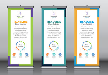 Wall Mural - Roll up banner design template vector, abstract background, modern x-banner, rectangle size
