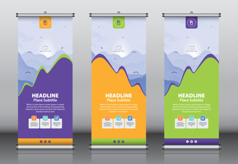 Wall Mural - Roll up banner design template vector, abstract background, modern x-banner, rectangle size