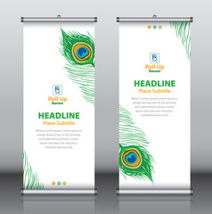 Wall Mural - Roll up banner design template vector, abstract background, modern x-banner, rectangle size