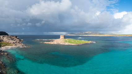 Sticker - the Pelosa Watchtower near Stintino on the coast of Sardinia