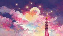 空 タワー 魔法 ピンク マンガ アニメ