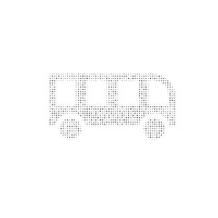 Poster - the bus symbol filled with black dots. pointillism style. vector illustration on white background