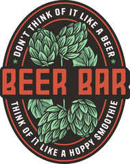 Hop beer logo or brew emblem with hops for bar or pub. Print or label for brewery shop.