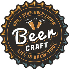 Wall Mural - Beer cap for brew emblem or craft beer logo. Label or print with metal cork for bar, pub or brewery shop.