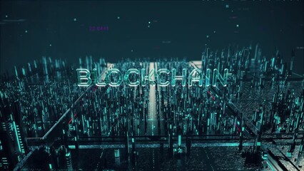 Wall Mural - Bloktopia with digital technology hitech concept