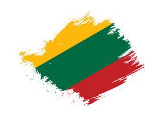 Wall Mural - Lithuania flag with abstract paint brush texture effect on white background